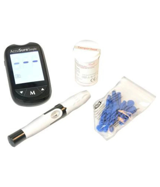 Accusure Glucometer Simple TD 4183 with 25 Strips, Lancets