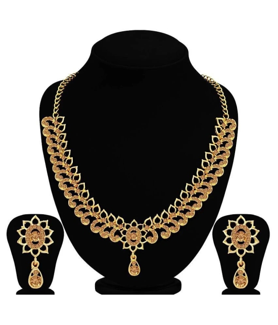 Sukkhi Alloy Golden Traditional Necklaces Set Choker - Golden