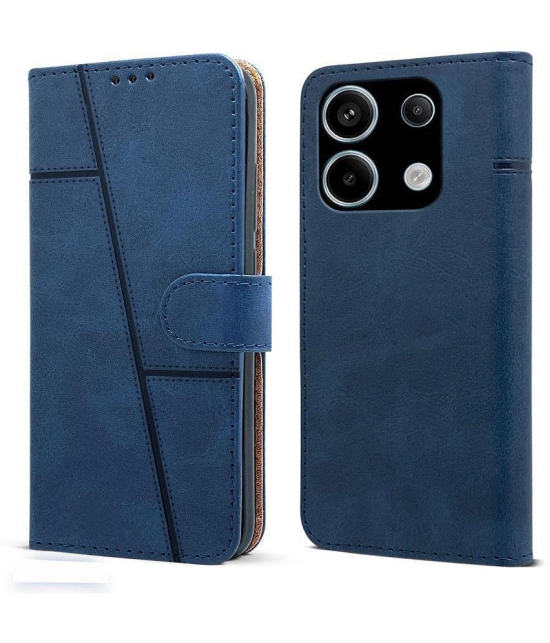 NBOX Blue Flip Cover Artificial Leather Compatible For Xiaomi Redmi Note 13 5G ( Pack of 1 ) - Blue