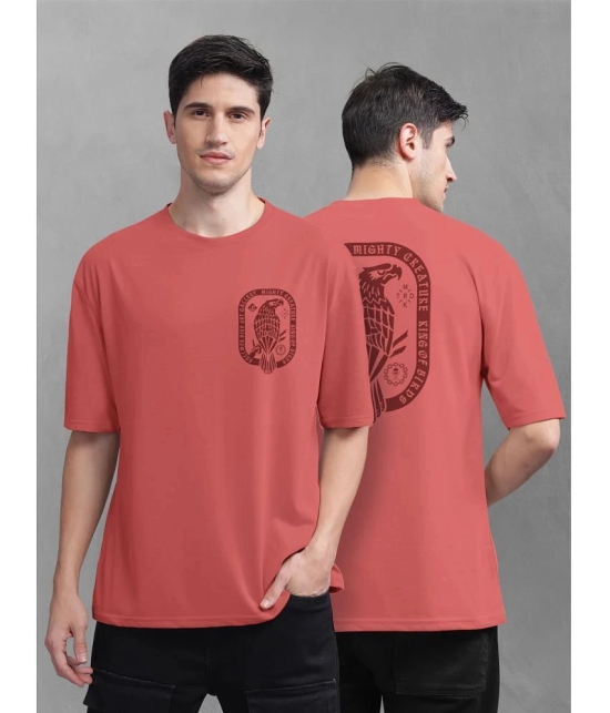 BULLMER Cotton Blend Oversized Fit Printed Half Sleeves Mens T-Shirt - Red ( Pack of 1 ) - None