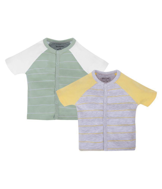 My Milestones T-shirt Half Sleeves Boys Sage Green White Raglan / Grey Yellow Raglan-2Pc Pack - 3-6 M - None