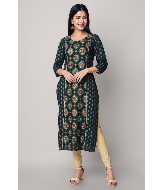 GOD BLESS - Green Rayon Women''s Straight Kurti ( Pack of 1 ) - None