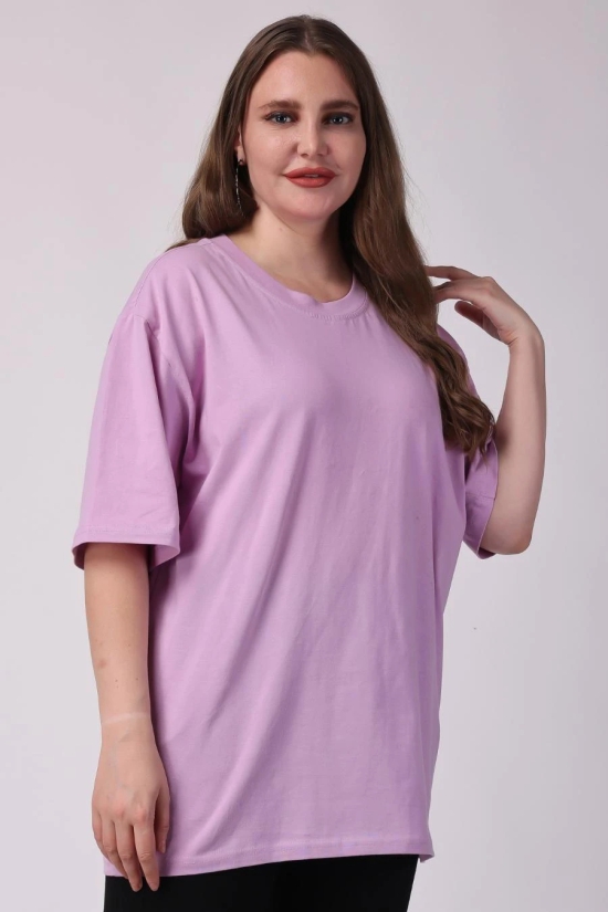 Womens Lavender Plain Oversized Drop Shoulder T-Shirt-M / Lavender