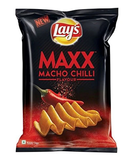 LayS Maxx Macho Chilli Flavour Potato Chips, 59.4 Gm