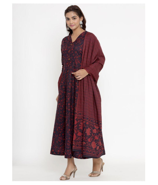 miravan Maroon Cotton Anarkali Kurti - - XL