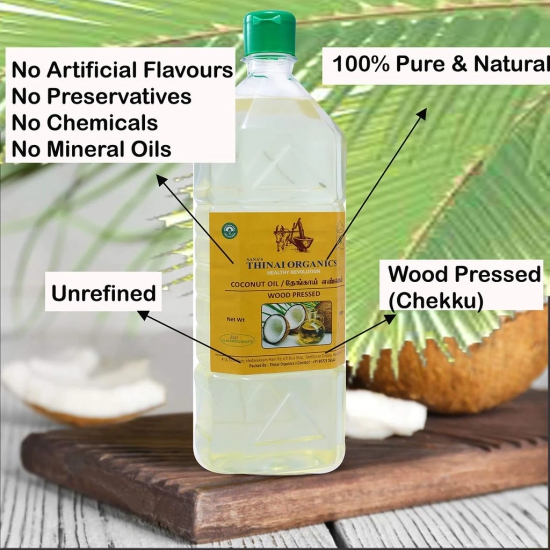 Organic Wood Pressed Coconut Oil (Chekku) Cold Pressed Coconut Oil, 100% Pure & Natural Untreated & Unrefined Coconut oil for Healthy Skin and Hair, Coconut Oil (500 ml)