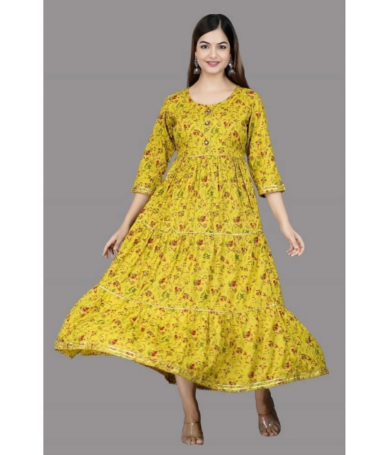 Smien - Mustard Rayon Womens Flared Kurti ( Pack of 1 ) - None