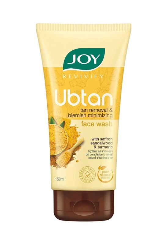 Joy Revivify Ubtan Face Wash Tan Removal and Blemish Minimizing With Saffron, Turmeric, Chickpea Flour, Almond Oil , Rose Water, Sandalwood Oil , Walnut Beads Even Complexion & Natural Glow 150 ml