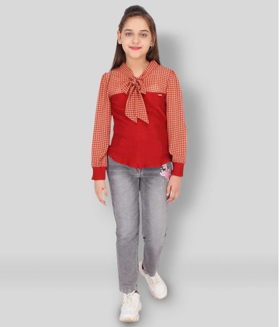 Cutecumber - Red Georgette Girls Top ( Pack of 1 ) - None