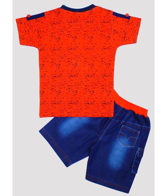 Wise Guys - Orange Cotton Blend Boys T-Shirt & Shorts ( Pack of 1 ) - None