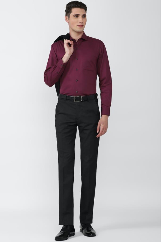 Men Purple Regular Fit Formal Full Sleeves Formal Shirt