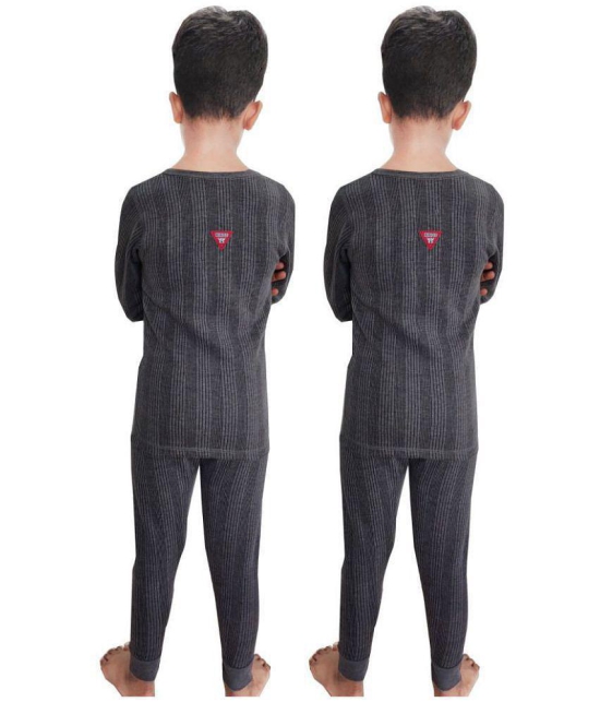 HAP Kids Full Sleeves Thermal Top & Pajama Set (Pack Of Two) Grey | For Boys & Girls |Winter Inners - None