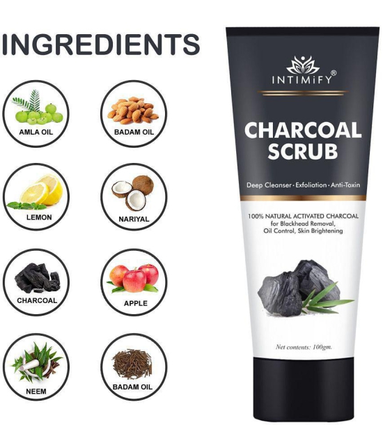 Intimify Charcoal Scrub, ubtan face scrub, blackhead scrub, blackhead removing cream, 100 gm