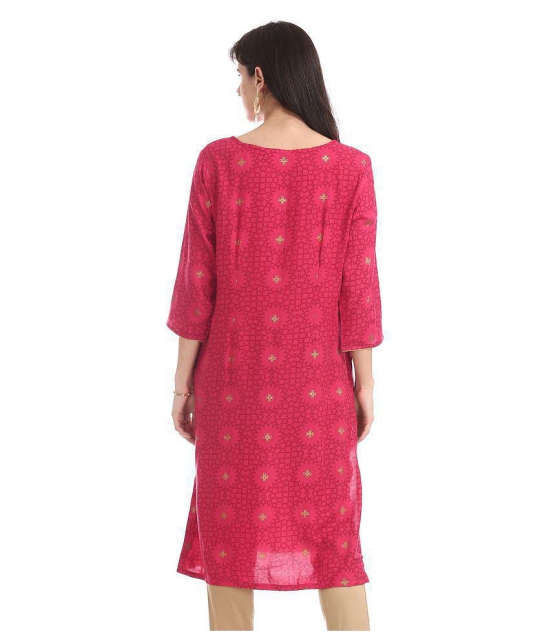 Karigari - Pink Rayon Women's Straight Kurti - L