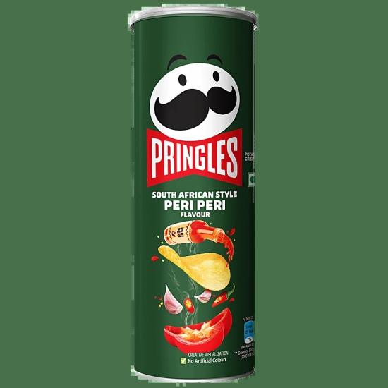 Pringles Potato Chips - Peri Peri Flavoured, Crunchy, Crispy, 107 G Can