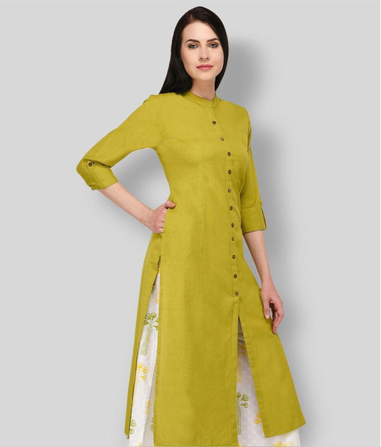 Pistaa - Green Cotton Womens Front Slit Kurti ( Pack of 1 ) - 3XL