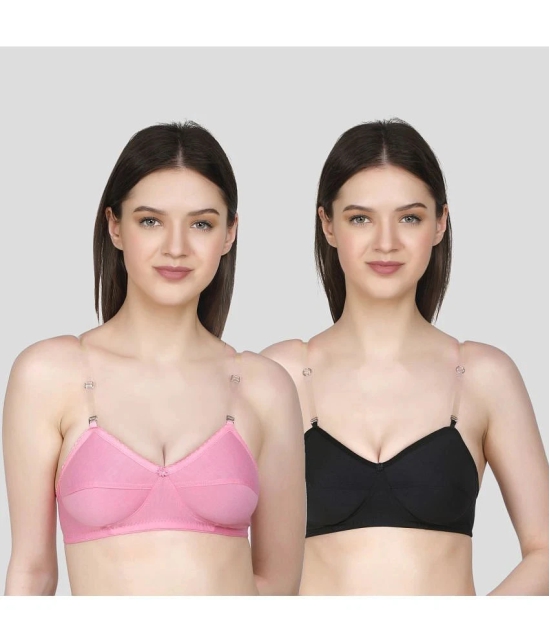 TCG - Black Cotton Blend Non Padded Womens Everyday Bra ( Pack of 2 ) - None