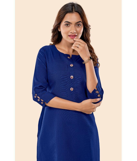 Glomee - Blue Cotton Womens Straight Kurti ( Pack of 1 ) - None