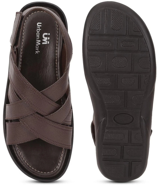 UrbanMark Men Comfortable Faux Leather Slip-On Floaters Sandals - None