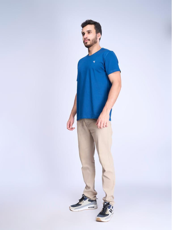 Mens 100% Cotton Petrol Blue Half Sleeves Expert Tee - ET3