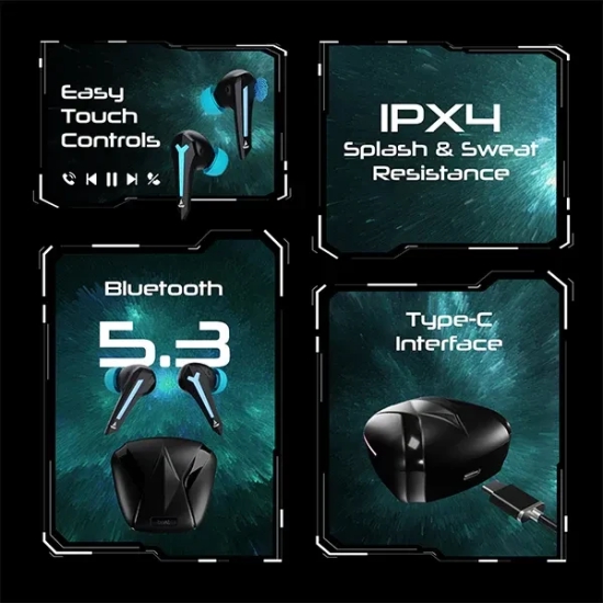 boAt Immortal 111 | Bluetooth Gaming Wireless Earbuds with BEAST™?Mode, ENx™ Technology, ASAP™ Charge, Bluetooth v5.3 Black Sabre