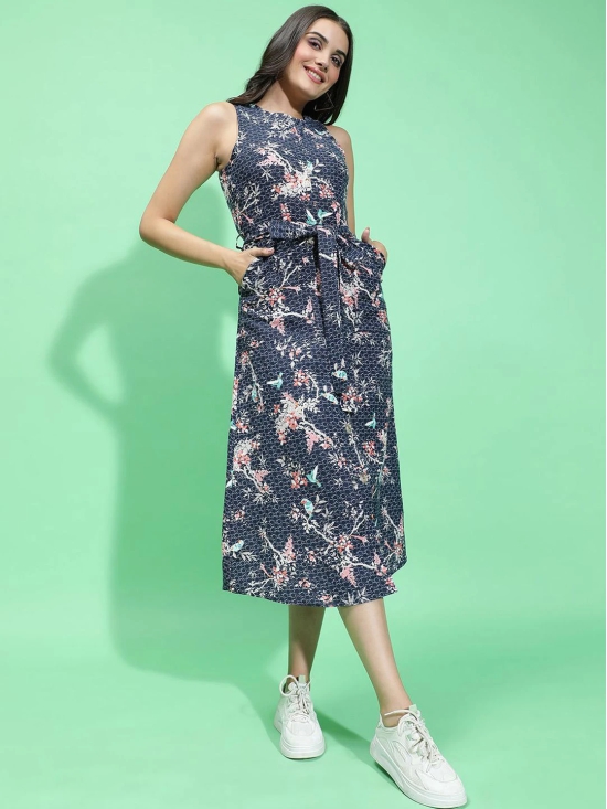 Oxolloxo Floral Print A-Line Midi Dress