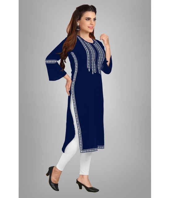 Kapadia - Blue Rayon Womens Straight Kurti ( Pack of 1 ) - None