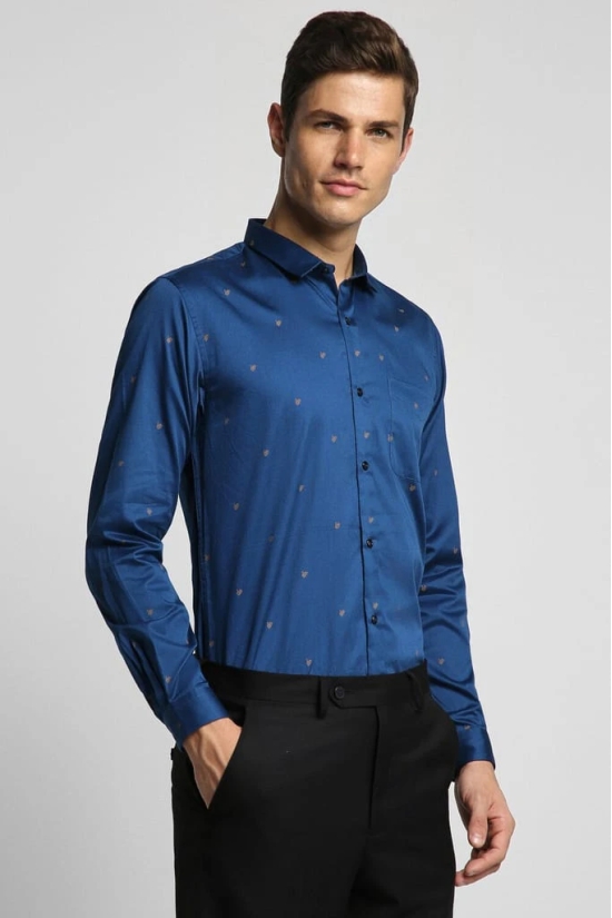 Men Navy Slim Fit Formal Full Sleeves Formal Shirt