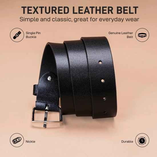 Red Tape Formal Black Leather Belt For Men | Textured Leather Belt | Classic and Durable