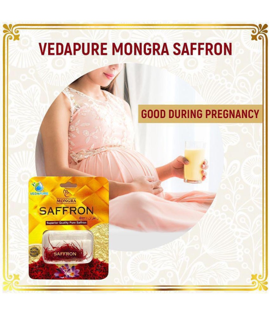 Vedapure Mongra Saffron/Kesar/Zafran/Keshar/Jafran Premium AAA Grade for Pregnant Women, Babies, Beauty, Cooking- 1gm (Pack of 1)