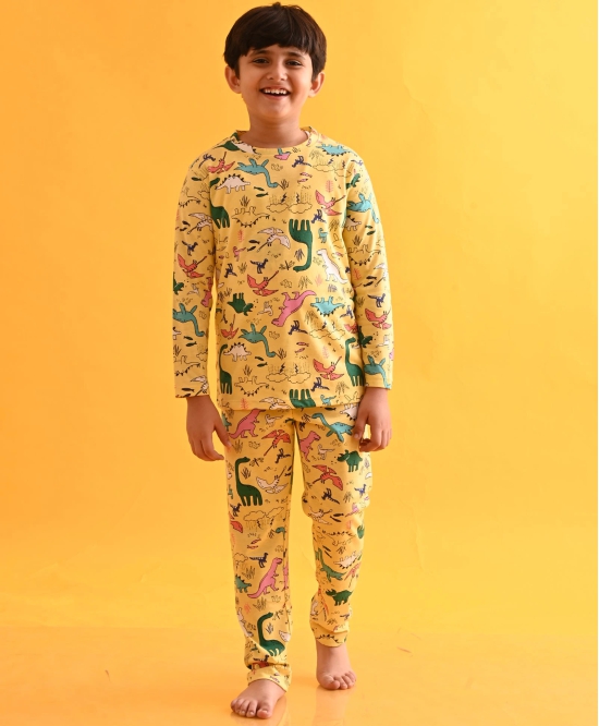 RAINING DINOSAUR LONG SLEEVES PYJAMA SET D - YELLOW-4-5 YEARS / 2N / YELLOW