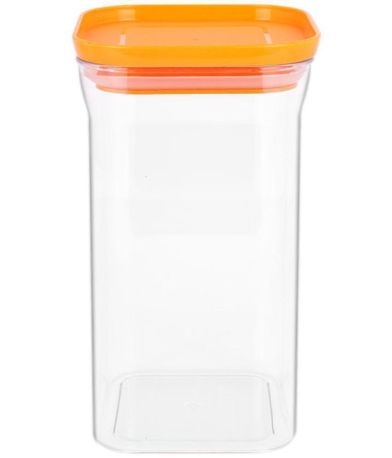 HomePro - Square Container | Airtight | Silicone Cap | Orange | Plastic Utility Container | Set of 2 - 1100 ml - Orange