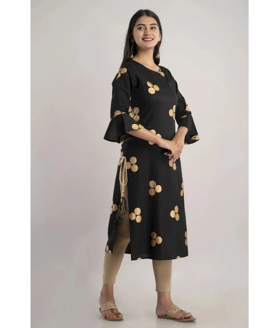 MAUKA - Black Rayon Womens Straight Kurti ( Pack of 1 ) - None