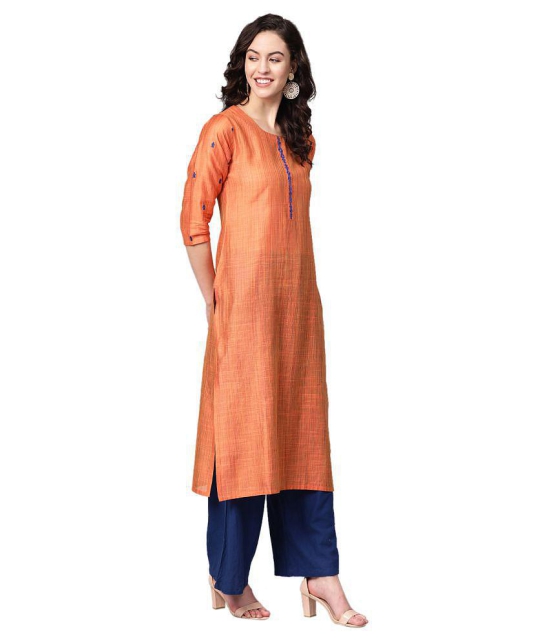 KSUT Orange Art Silk Straight Kurti - S