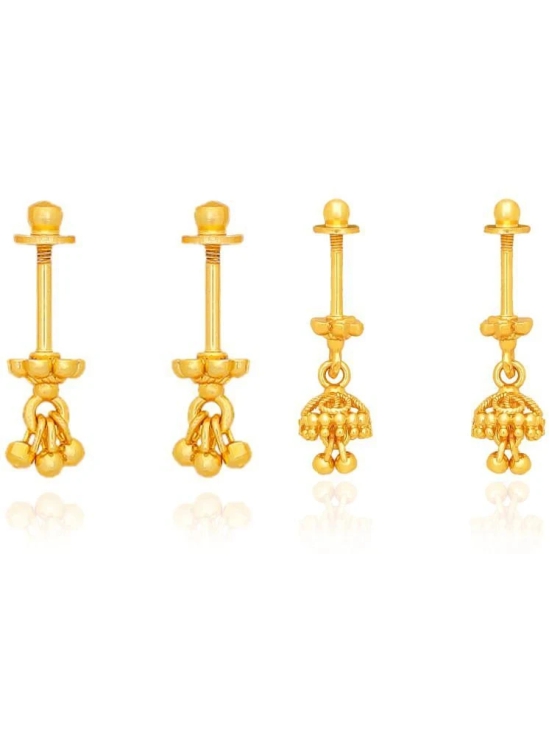 LUV FASHION Gold Danglers Earrings ( Pack of 2 ) - Gold