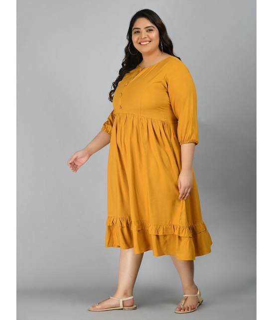 PrettyPlus by Desinoor - Mustard Rayon Womens A-line Dress ( Pack of 1 ) - None