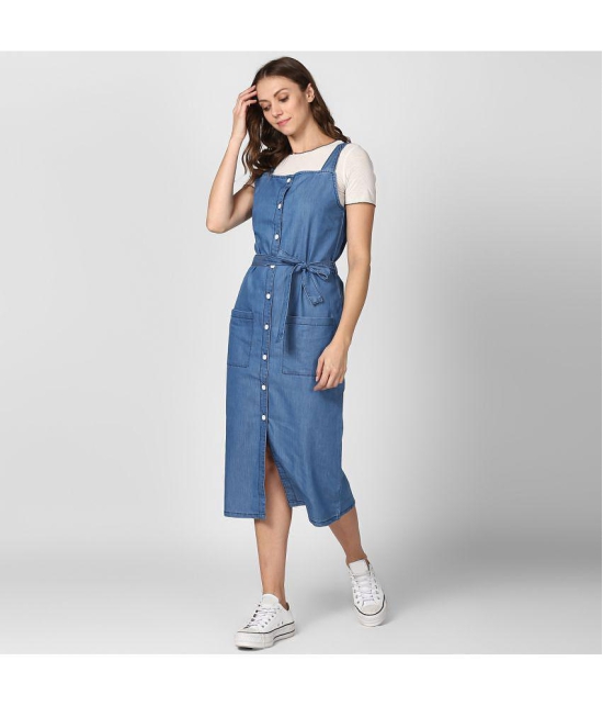 StyleStone Denim Blue Fit And Flare Dress - Single - None