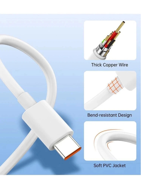 Vertical9 1m Data Cables 6A + 67W Fast Charger - White