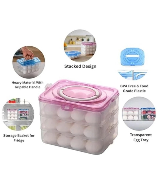 HOMETALES 36 Separator Refrigerator Egg Storage Container/Egg Box/ Egg storage basket with Carry Holder - Pink