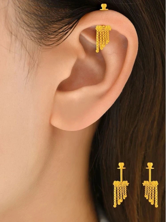 LUV FASHION Gold EarCuff Earrings ( Pack of 2 ) - Gold