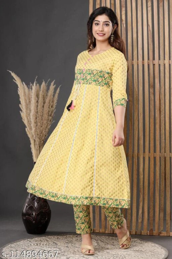 Fashionable Women Kurti Dupatta Set-L / Yellow