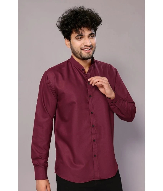 Anand Cotton Blend Regular Fit Solids Full Sleeves Mens Casual Shirt - Maroon ( Pack of 1 ) - None