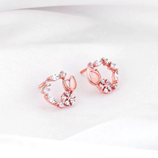 Rose Gold Drop Wreath Studs