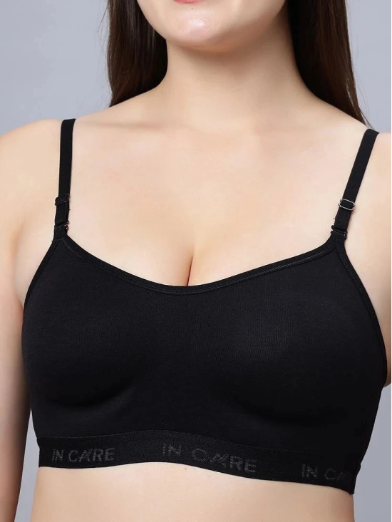 IN CARE LINGERIE Black Cotton Non Padded Womens T-Shirt Bra ( Pack of 1 ) - None