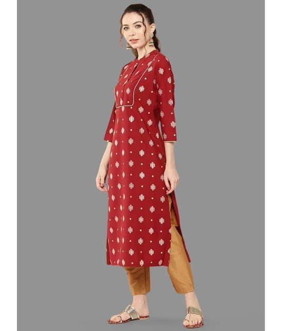 Janasya Rayon Printed Straight Womens Kurti - Red ( Pack of 1 ) - None