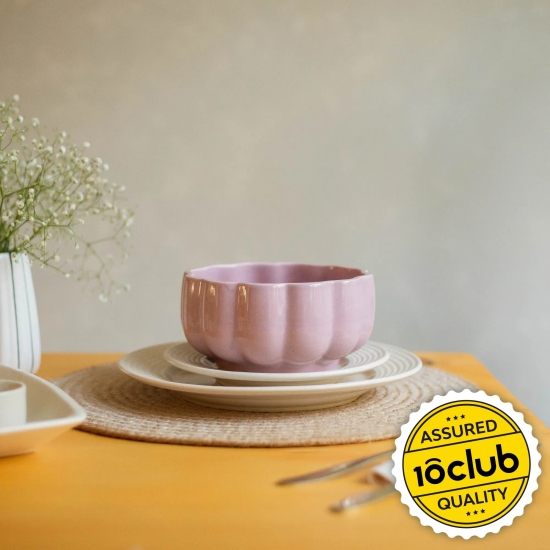 Scalloped Ceramic Serving Bowl Yellow