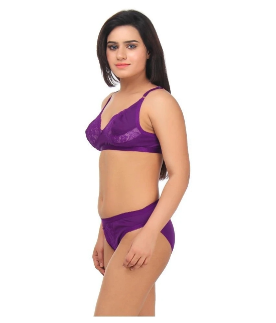 TCG Purple Cotton Lycra Bra & Panty Set - 38