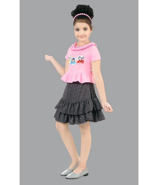 Coxxup Pink Crepe Girls Top With Skirt ( Pack of 1 ) - None