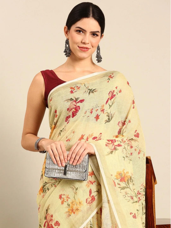 Designer Cream Silk Saree