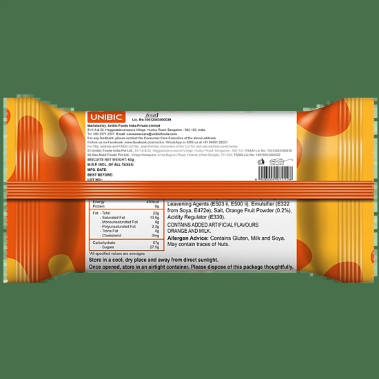 Unibic Orange Milk Cookies, 60G